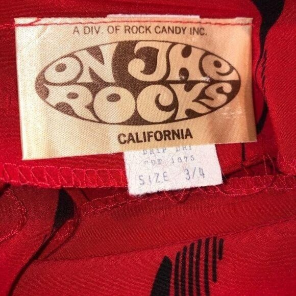 On The Rocks Dress Size 3 Juniors Womens Vintage Red Black Elastic Waist Belt - Picture 4 of 13